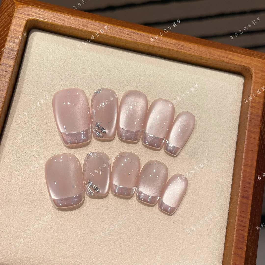 【彩色魔镜】纯手工穿戴甲美甲穿戴式光疗甲冰透渐变流行纯欲秋冬