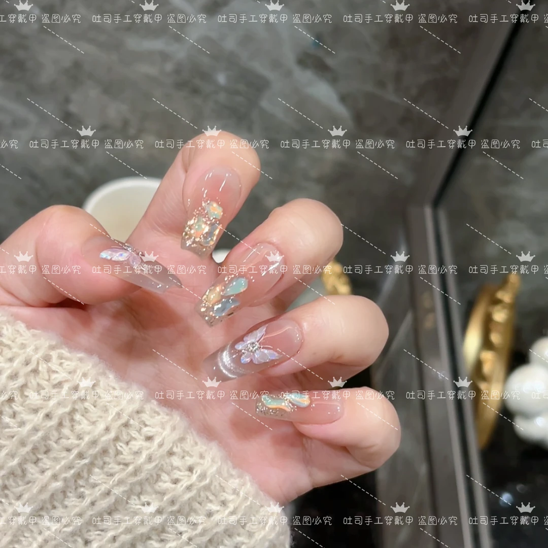 【蝶诗舞】纯手工穿戴甲美甲穿戴式光疗甲冰透渐变流行纯欲秋冬
