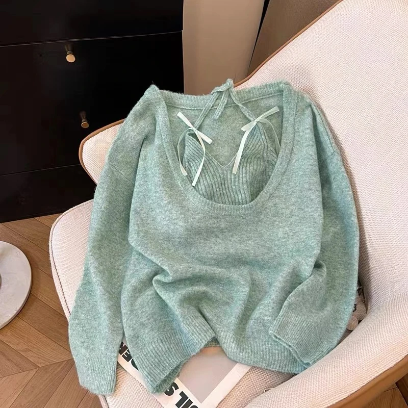 2024秋冬上新显瘦性感长袖修身短款韩版秋季设两件套辣妹时尚百搭