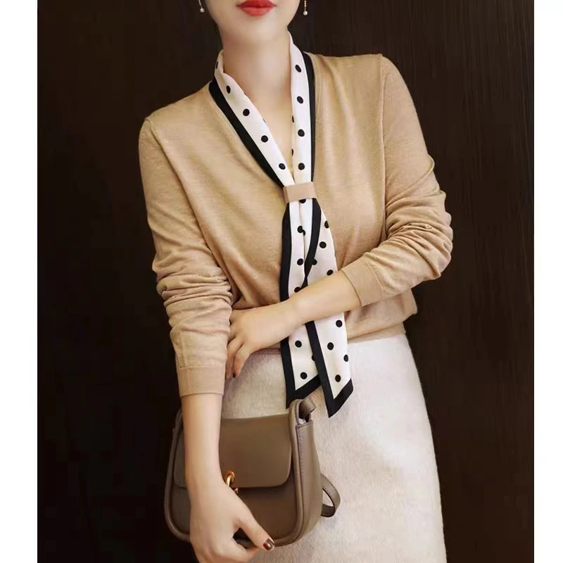 羊毛衫女气质时尚洋气百搭打底衫秋冬轻奢上衣拼色针织衫套头毛衣