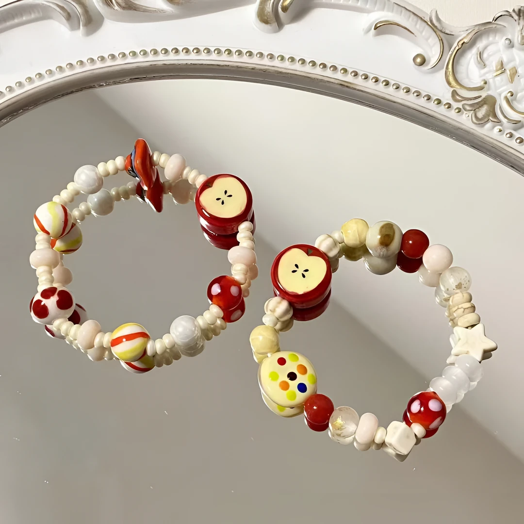 JIN BAI ZHENG 非金属玻璃手链 可爱风系列多巴胺苹果手链女配饰