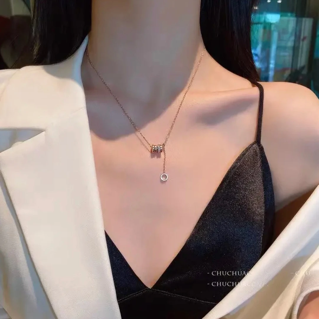 钛钢项链 轻奢百搭小蛮腰罗马项链女款时尚高级简约数字锁骨链女