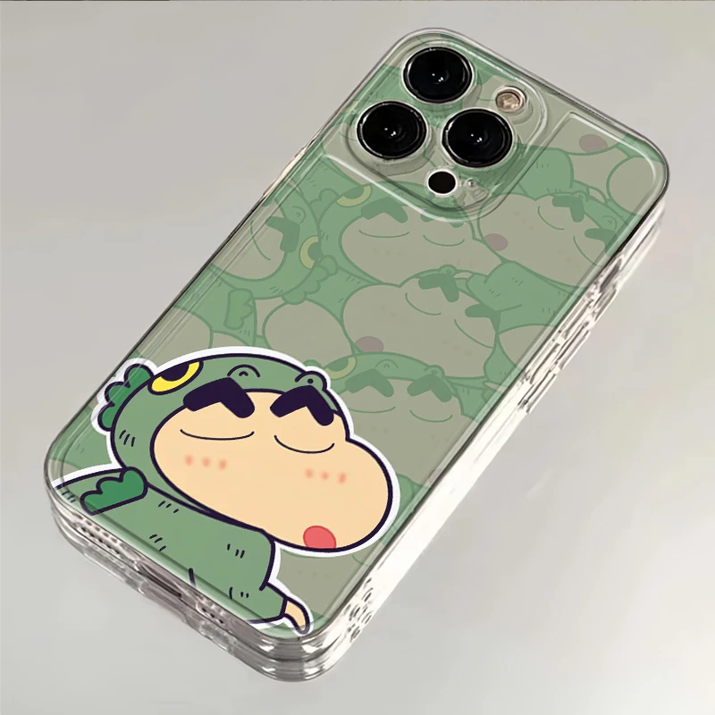 绿色蜡笔小新适用苹果手机壳iPhone15全包OPPO华为vivo小米保护套