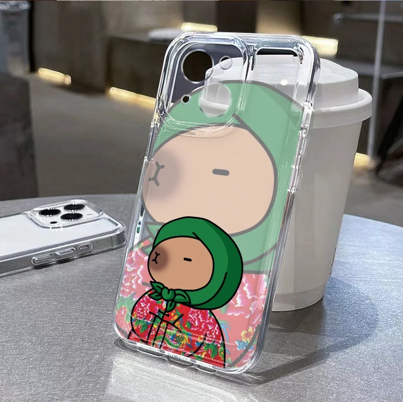 花袄水豚苹果华为vivo小米oppo透明手机壳荣耀iPhone15防摔保护套