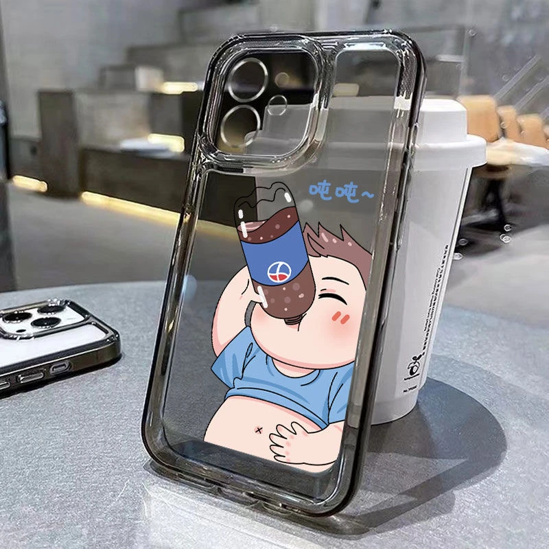 可乐情侣太空壳适用苹果14promax可爱手机壳15iPhone13/12/11透明