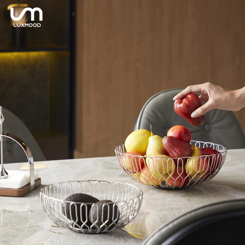 勒慕北欧轻奢不锈钢烘培面包篮简约客厅家用客厅轻奢摆件