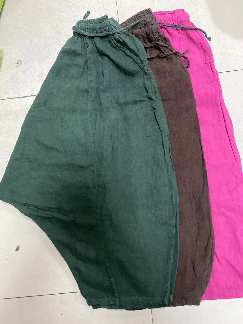 新品亚麻潮吊裆裤。百搭休闲纯色宽松女士垮裤