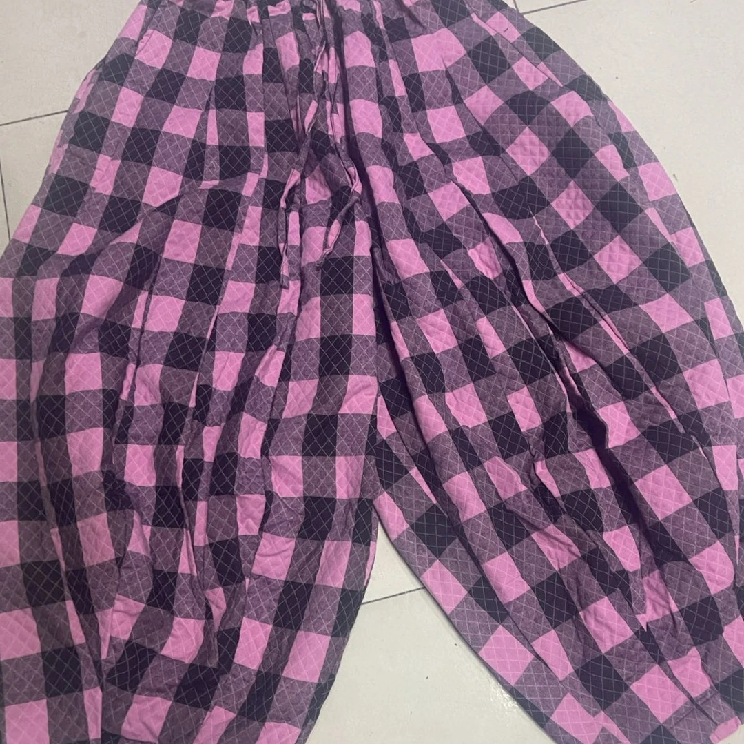 原创复古风格子南瓜裤。2025新款时尚休闲宽松大码女士灯笼裤