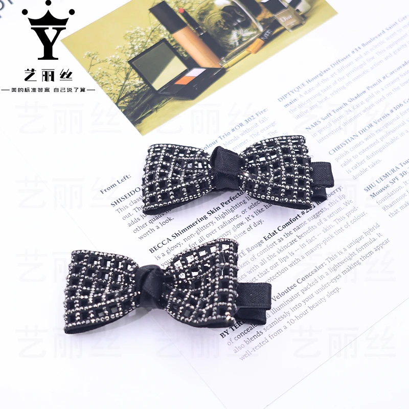 艺丽丝 网格蝴蝶结边夹8cm [玛丽] 时尚碎发夹一字夹YL423