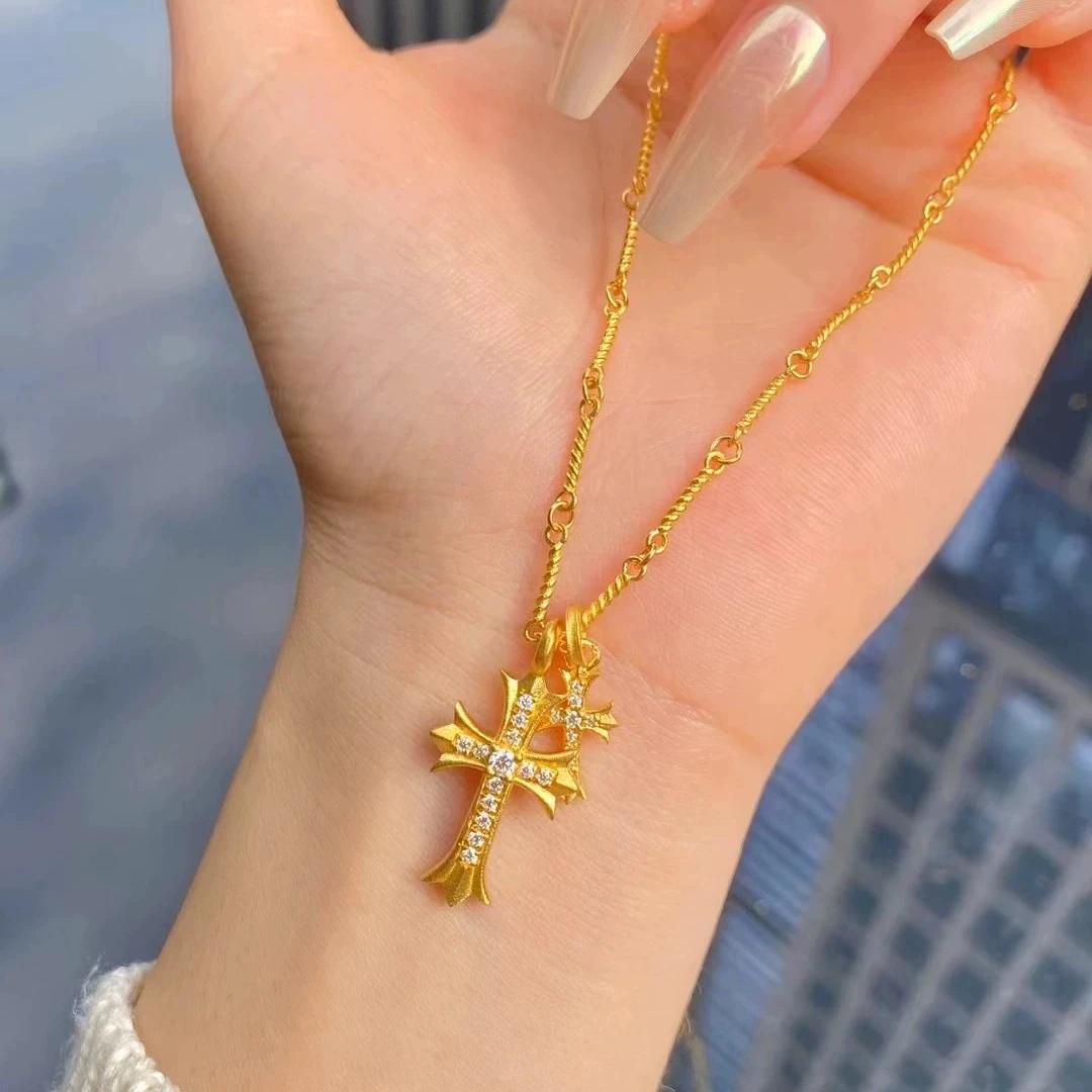 「MJ」足金999十字黄金吊坠（2-4克）不含链