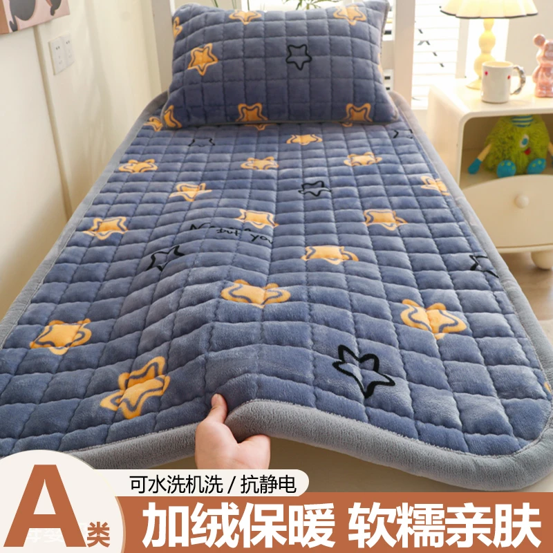保暖牛奶绒床褥子学生宿舍床垫软垫被薄款90x190珊瑚绒加绒毛盖毯