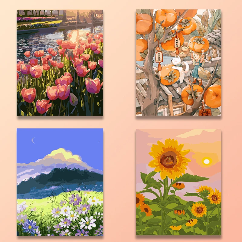 【40*50CM】 diy数字油画丙烯画客厅手绘减压填色画无毒大号耐用