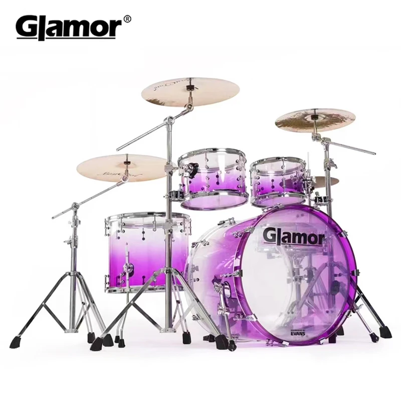 Glamor/格莱姆亚克力透明单色渐变爵士鼓架子鼓5鼓儿童水晶考级