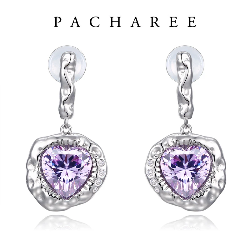 合金合成锆石耳饰 星光璀璨系列爱心耳钉500020-2