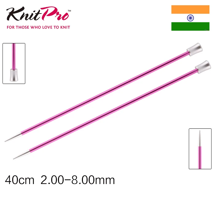KnitPro Zing 35/40CM 彩铝单头直针进口围巾棒针毛衣针编织工具