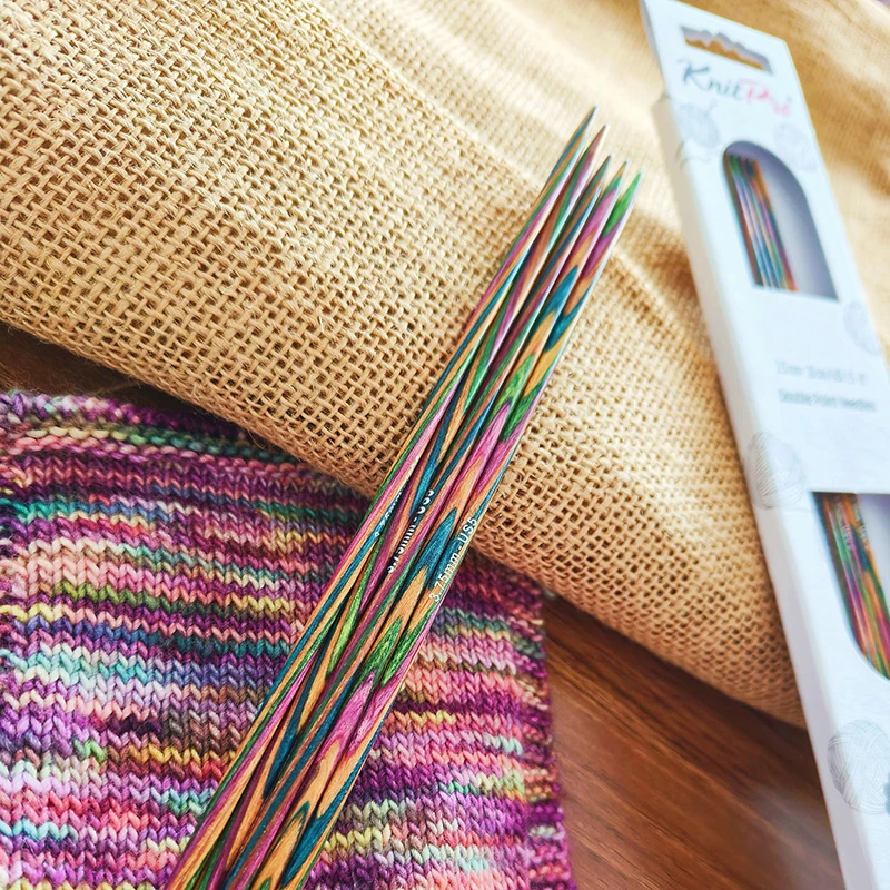 KnitPro Symfonie 20cm 双头直针进口彩木直针彩木针毛线棒针工具