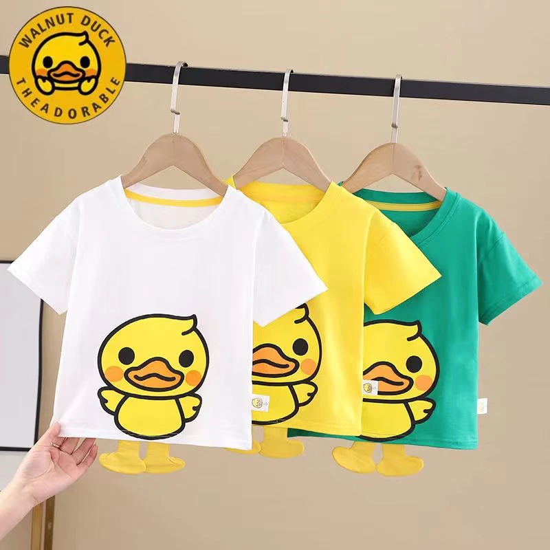 2024新款小黄鸭夏季儿童亲子T恤男女童短袖薄款夏装洋气休闲时尚