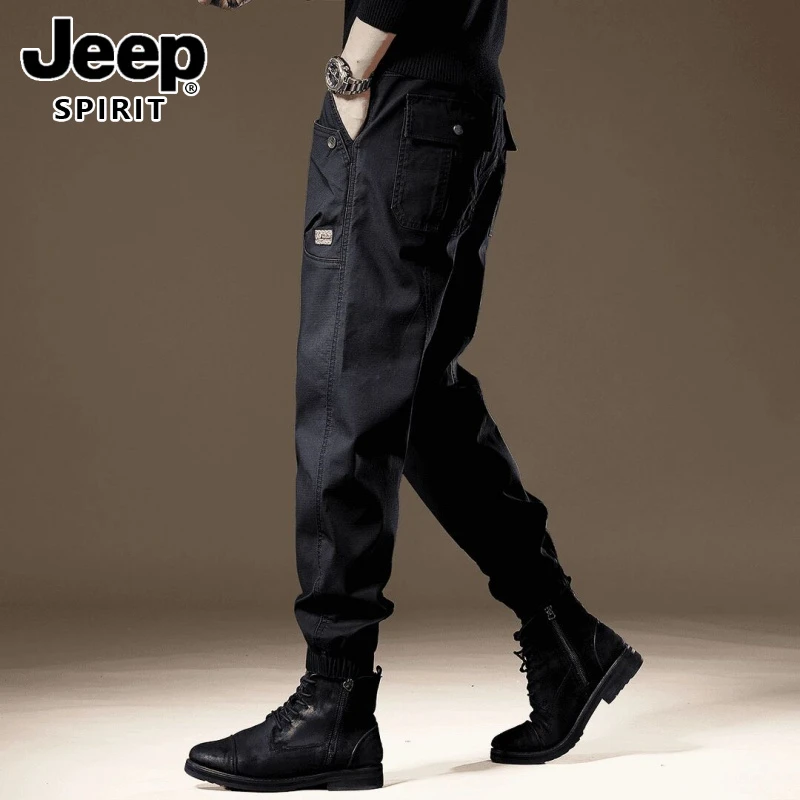 jeep吉普品牌休闲工装裤子男士秋冬新款高端美式宽松直筒男士裤子