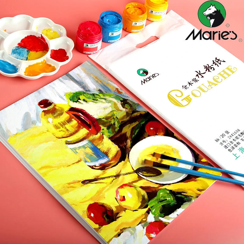 Marie’s/马利水粉纸160g全木浆加厚4K8K美术生水粉画专用2件包邮
