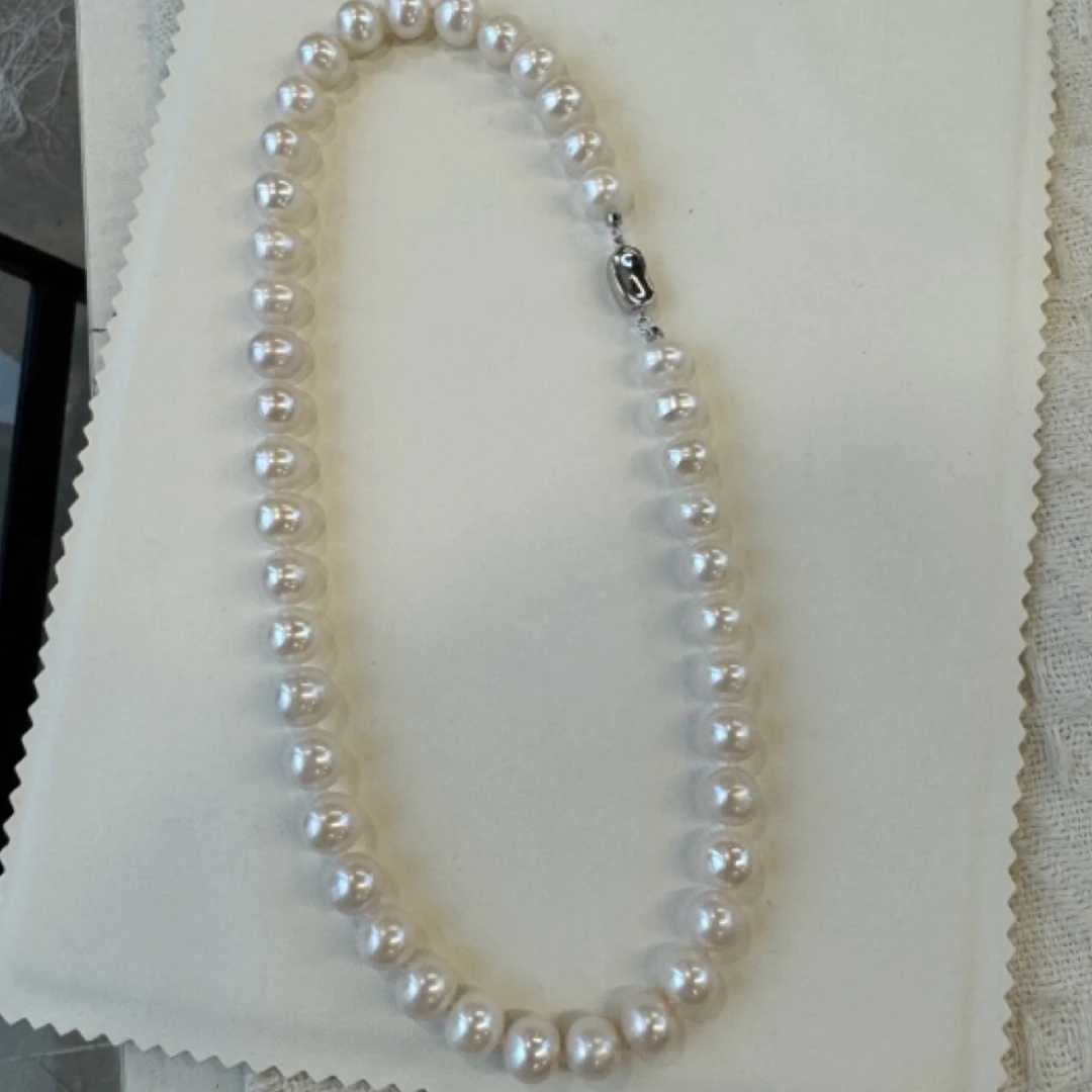 【大白】10-11mm无核淡水珍珠满串微瑕白色气质优雅经典强光配s925