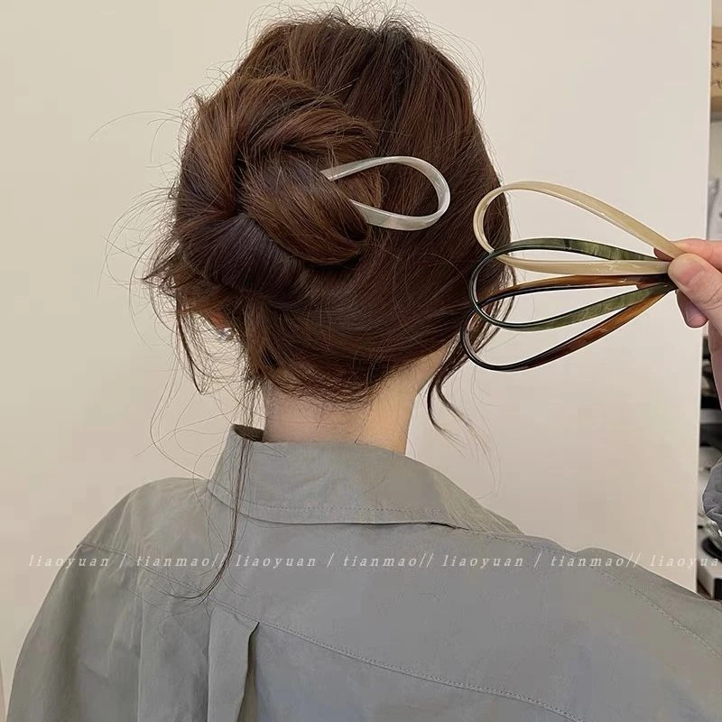 森系简约~复古U形簪子少女丸子头发饰盘发神器2024年新款优雅发簪