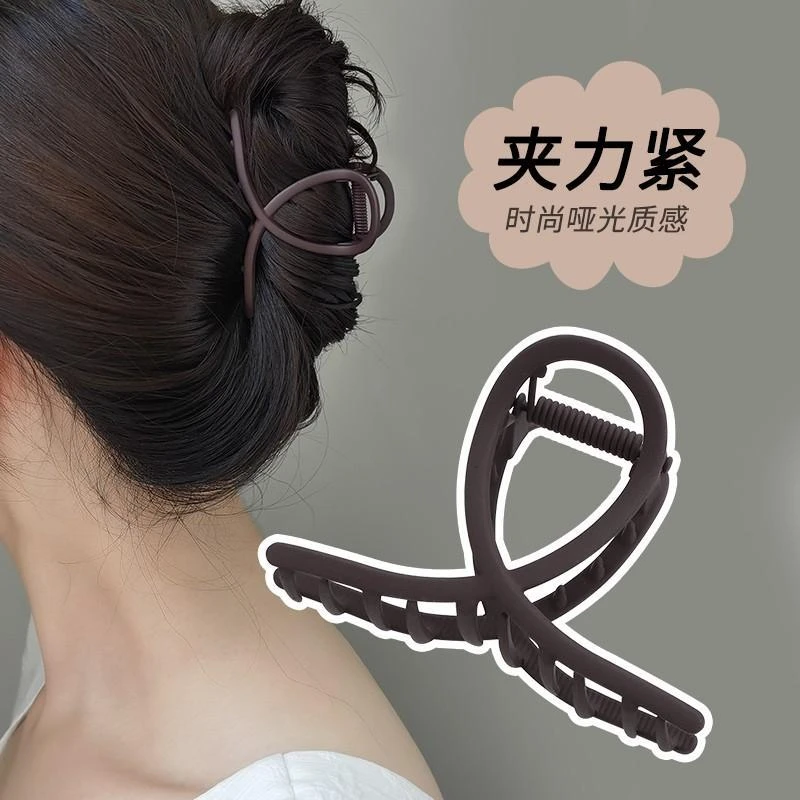 时尚发夹女简约磨砂金属抓夹头饰发卡子外出百搭气质后脑勺鲨鱼夹