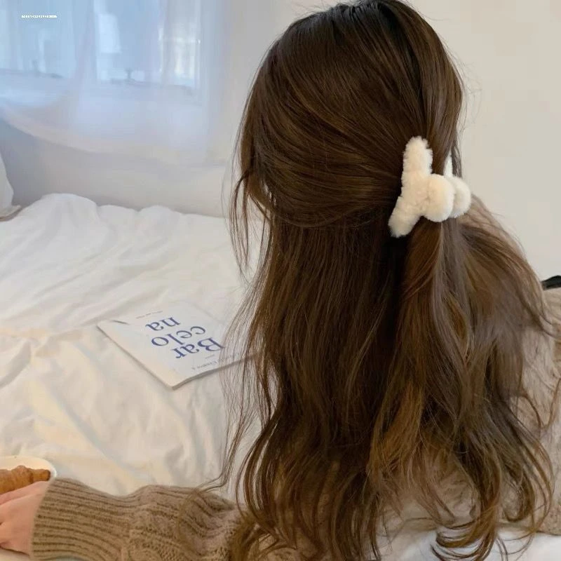 秋冬毛毛抓夹小发卡夹子头饰毛绒小号发饰鲨鱼夹发夹女后脑勺头顶