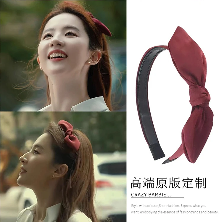 玫瑰的故事刘亦菲黄亦玫同款红色兔耳朵发箍女夏季蝴蝶结头箍发卡