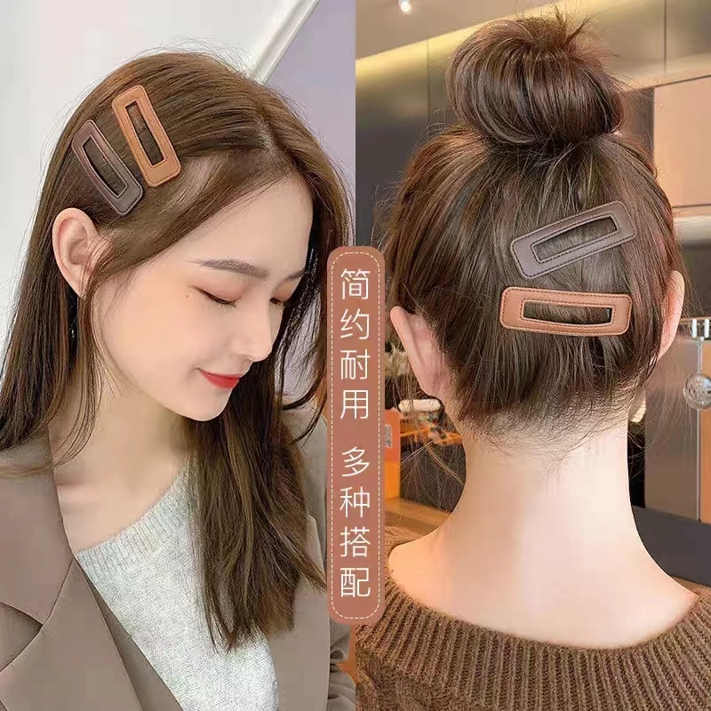 5个长方形皮皮发夹边夹侧边刘海碎发夹子简约头饰发饰卡子高颜值G