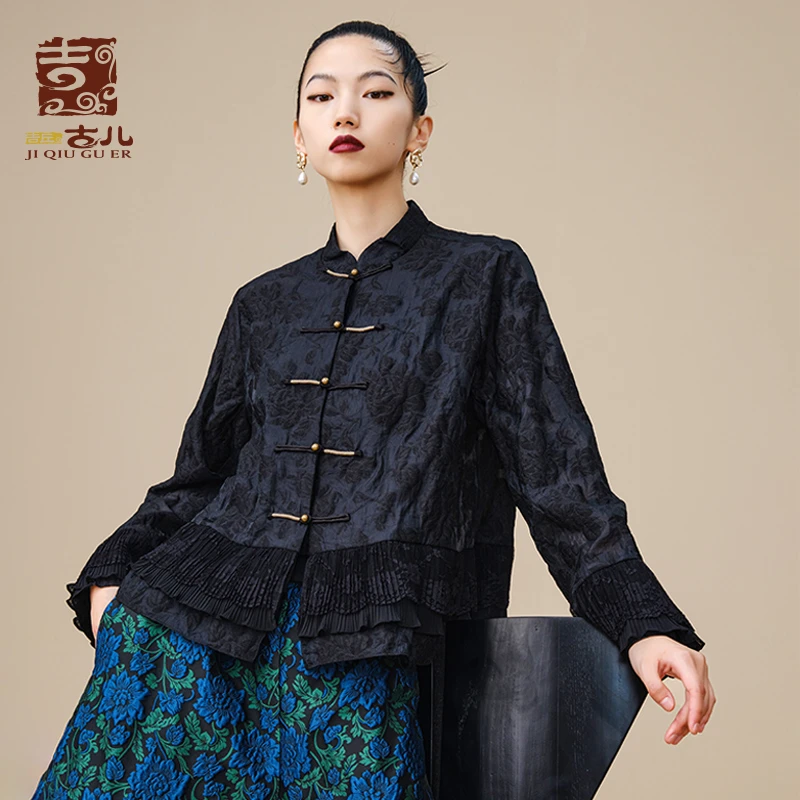 吉丘古儿原创复古民族风短外套潮流设计新中式小立领上衣G231Y003