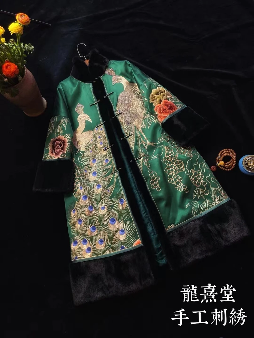 龍熹堂｜手工刺绣凤凰于飞图盘金雅金绣高端精品大衣