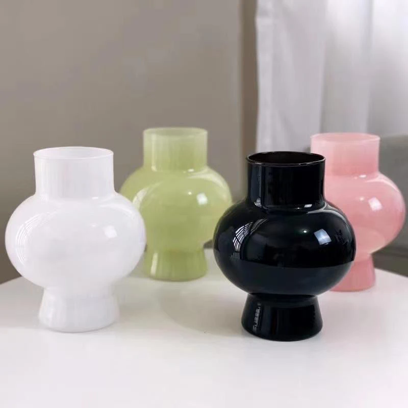 插花客厅水培玻璃陶瓷灯笼冷灰色花瓶风高颜值绣球花佛手古典