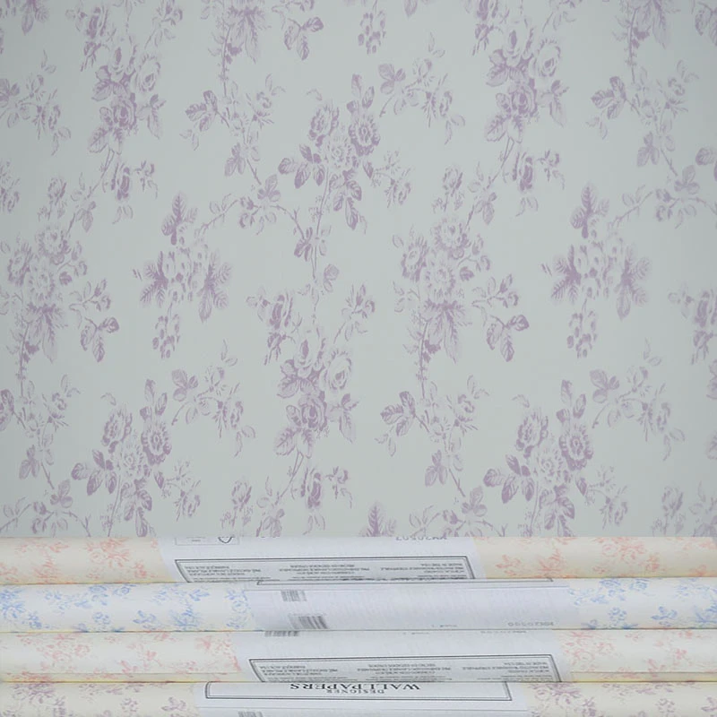 美国原装进口WQ木纤维环保简约美式田园小碎花卧室温馨女孩房墙纸