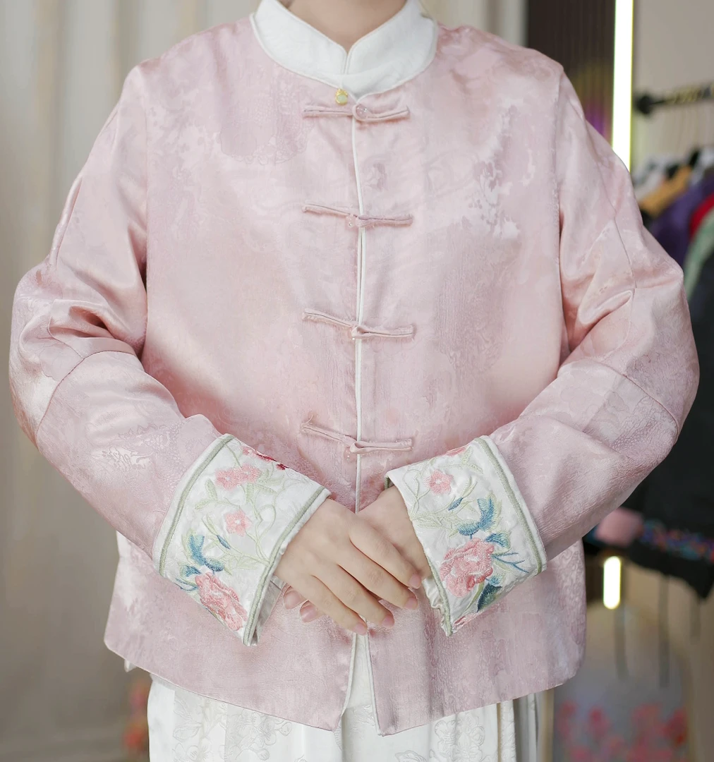 【知否】新中式重磅女双面刻花刺绣遮肉宽松长袖上衣外套