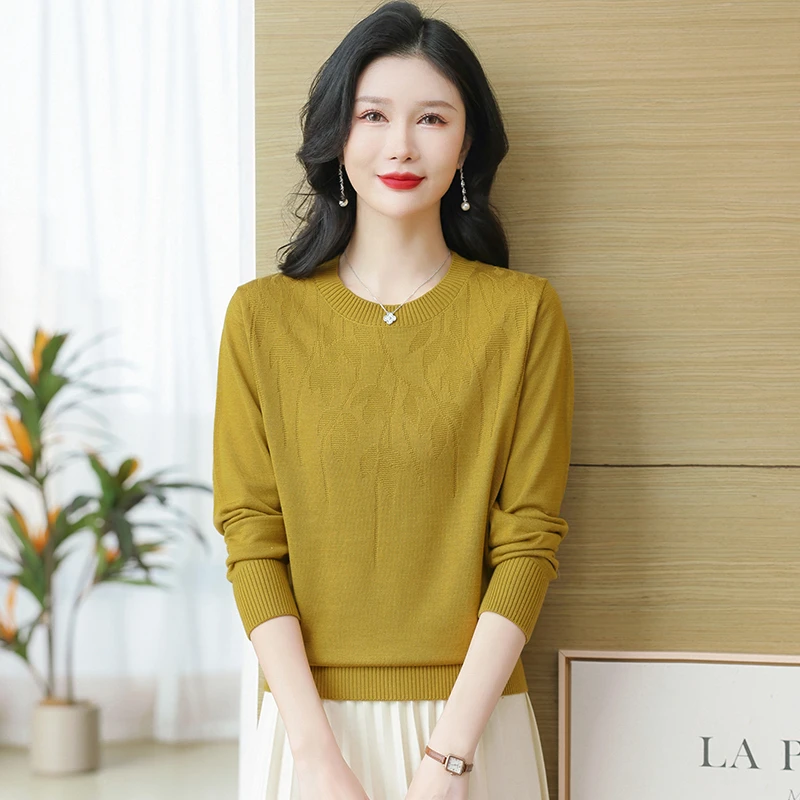 【绵羊毛】新款女装春秋长袖洋气针织时尚百搭宽松薄款女士显瘦纯色