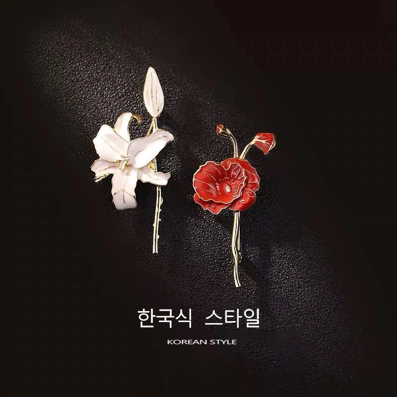 合金胸针 莫奈花园复古百合郁金香波斯菊胸针百搭气质胸花装饰品