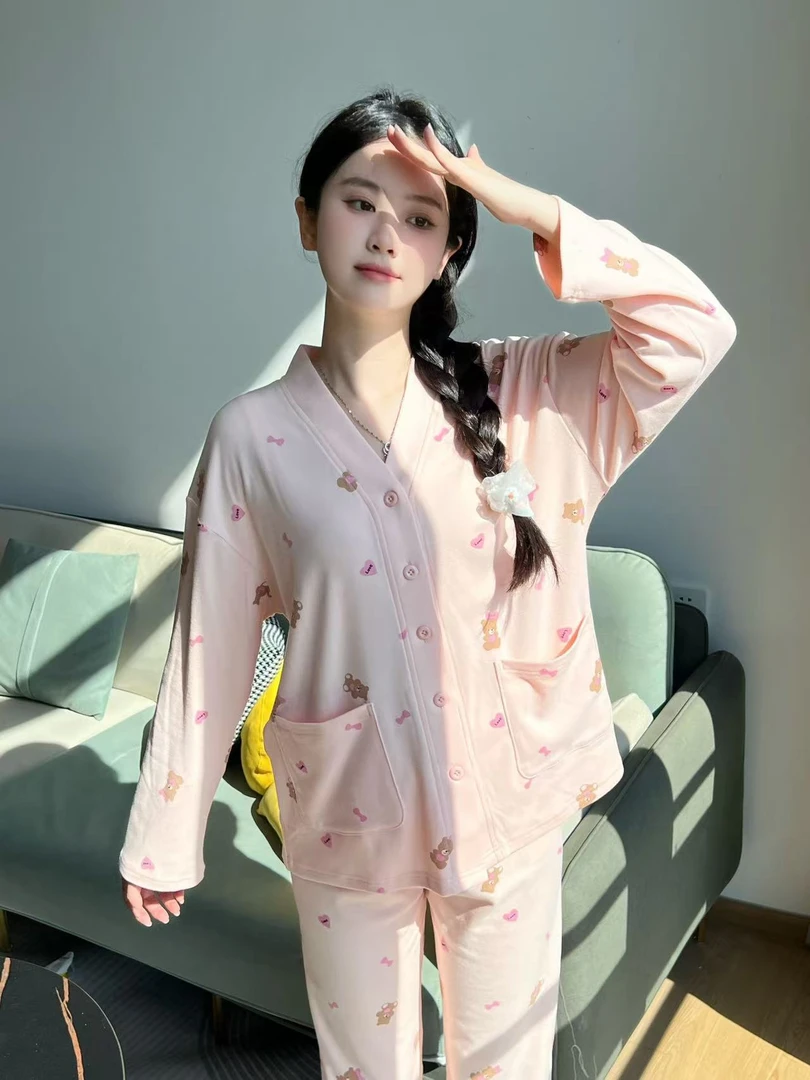2025新款德绒睡衣女士秋冬大码长袖长裤家居服套装