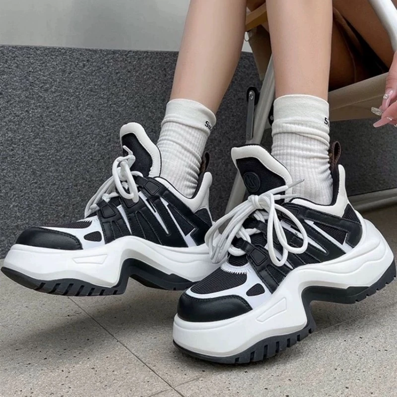 23813炸街老爹鞋女ins潮酷夏季新款拼色厚底松糕透气百搭运动鞋