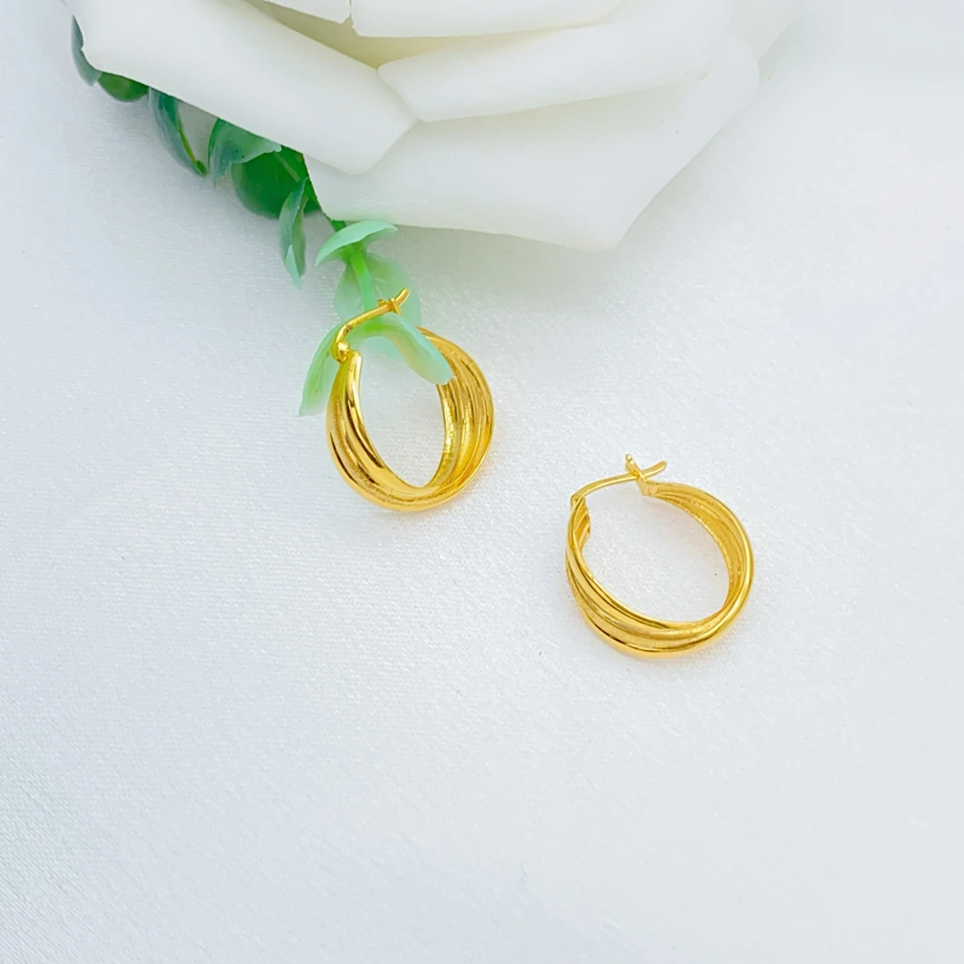 老庙黄金3 Au750金港风气质时尚小清新耳扣2.34克