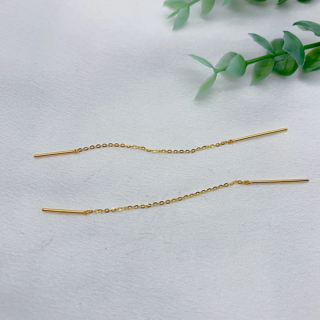 老庙足金2  精工5G工艺  百搭简单素耳线 0.91克