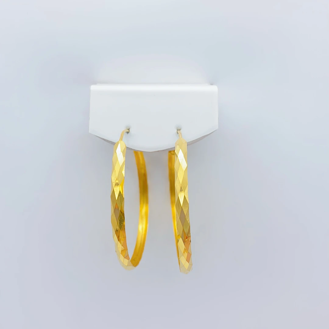 足金 精工5G工艺百搭经典菱格纹项链大耳圈3.27克