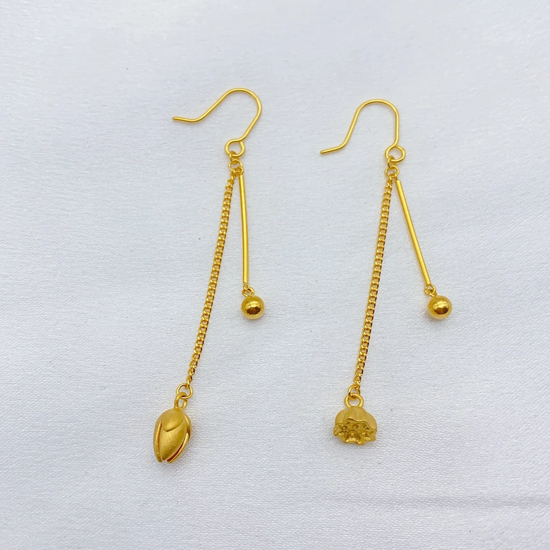 老庙 足金2  精工5G工艺  经典两世欢流苏 耳钩 5.64克