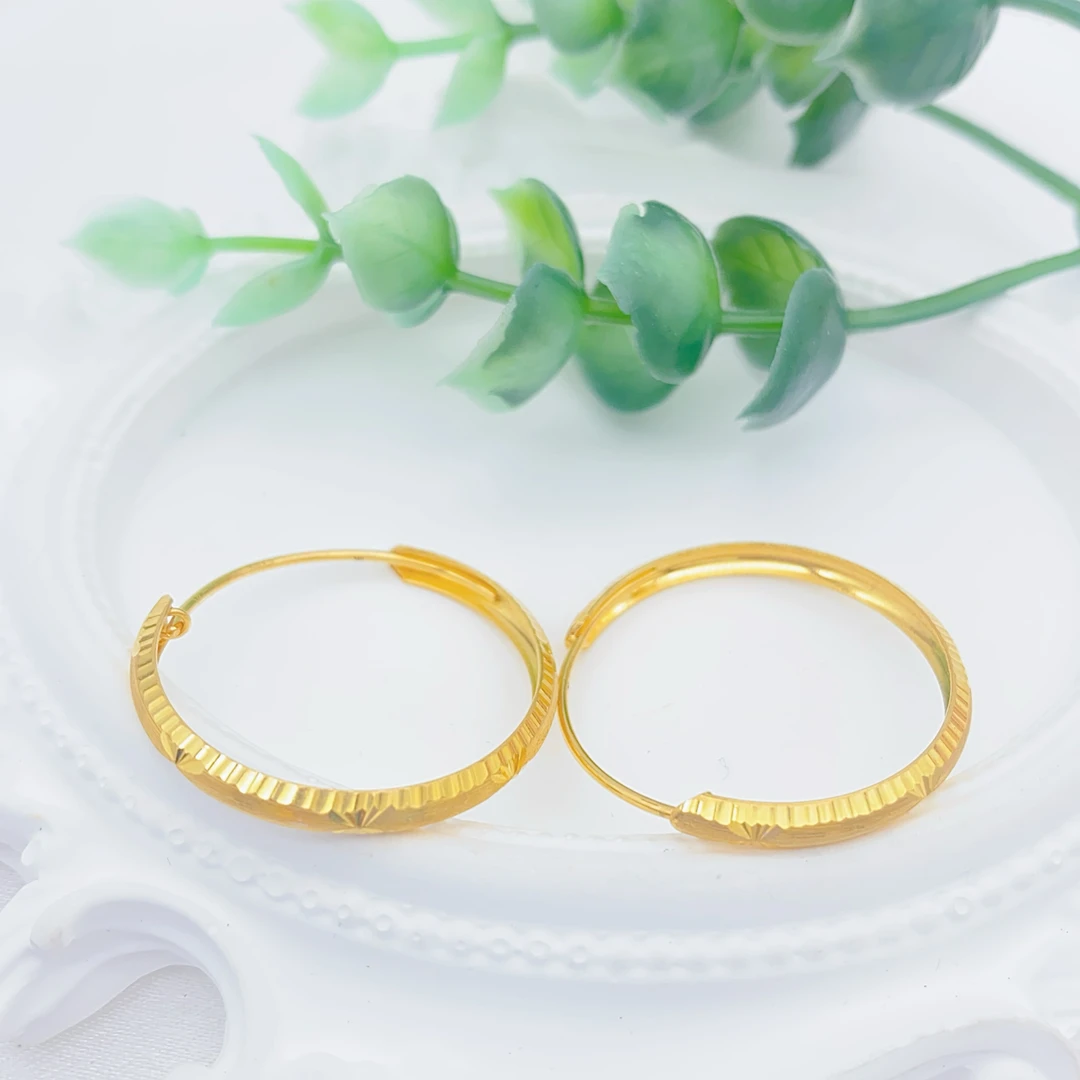 老庙足金2  精工5G工艺  百搭经典车花耳圈  3.42克