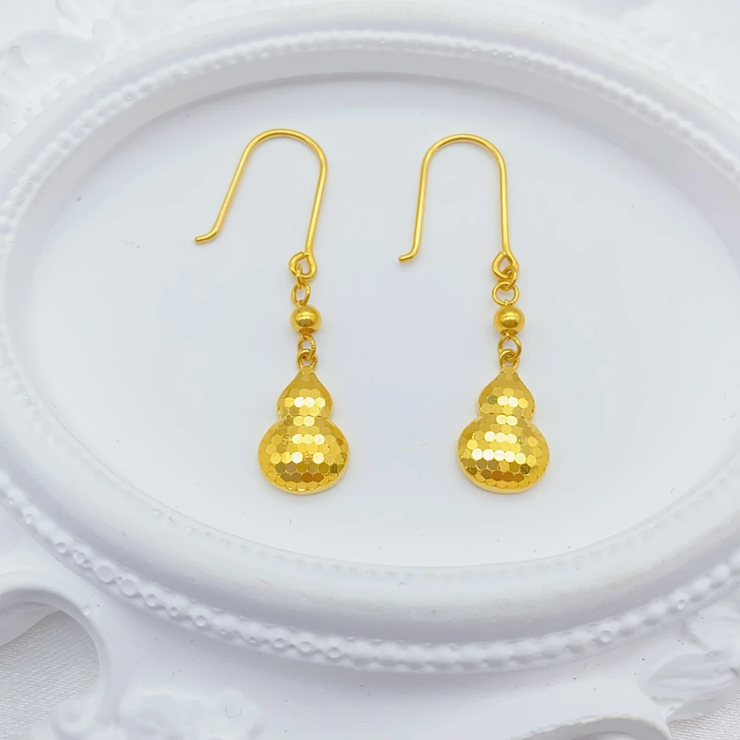 老庙 足金2  精工5G工艺 龙鳞葫芦 耳钩 3.96克