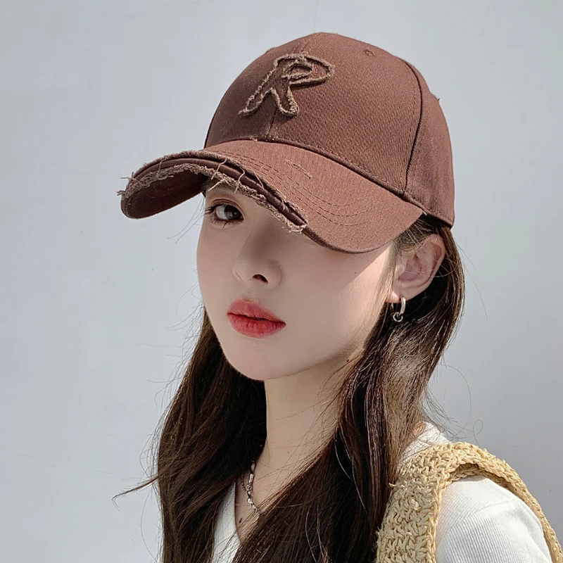 日本R标硬顶棒球帽女2024新款加大加深显脸小宽帽檐大头围鸭舌帽