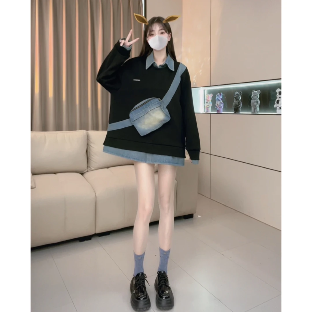 糖糖子【3立体包包假两件卫衣】秋季新款宽松显瘦百搭经典设计感