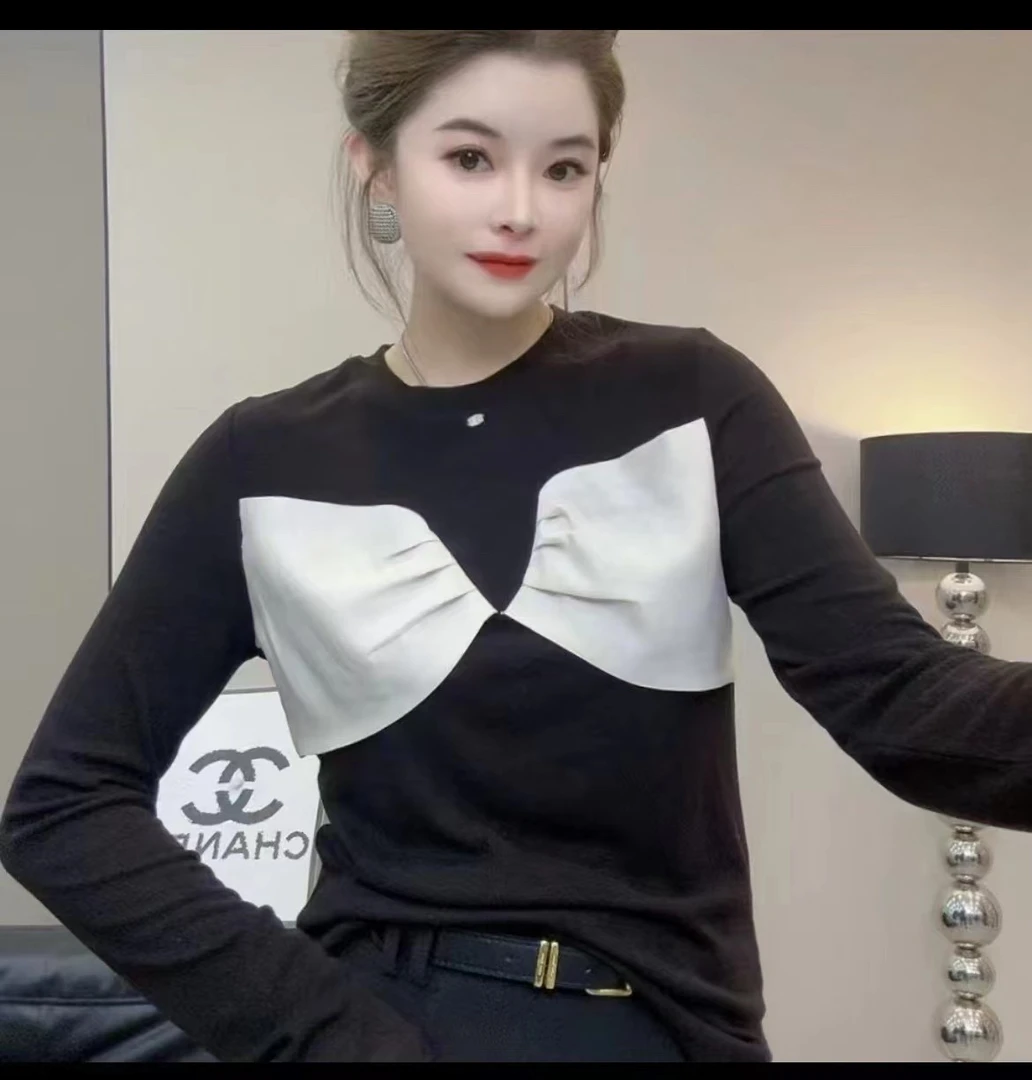 新款气质拼接打底上衣