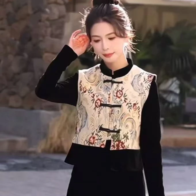 【桃姐宠粉】DJ342时尚休闲马夹上衣气质洋气连衣裙商家提供