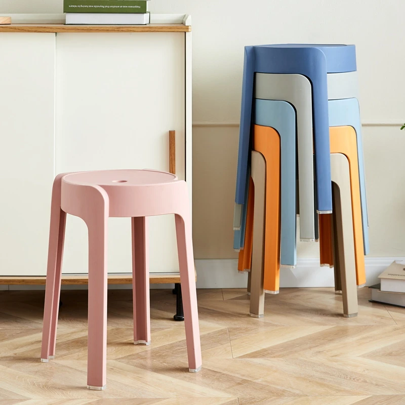 慕格娜凳加厚塑料圆凳客厅可叠放餐桌凳彩色时尚创意塑料凳板凳