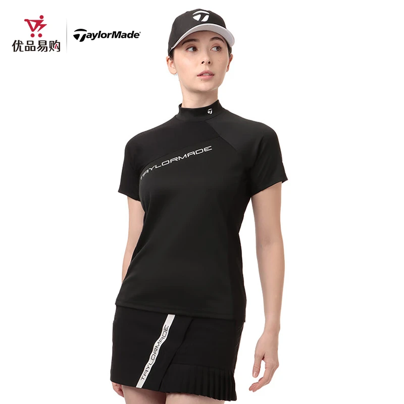Taylormade泰勒梅高尔夫24款立领春夏女士短袖百搭运动T恤POLO衫